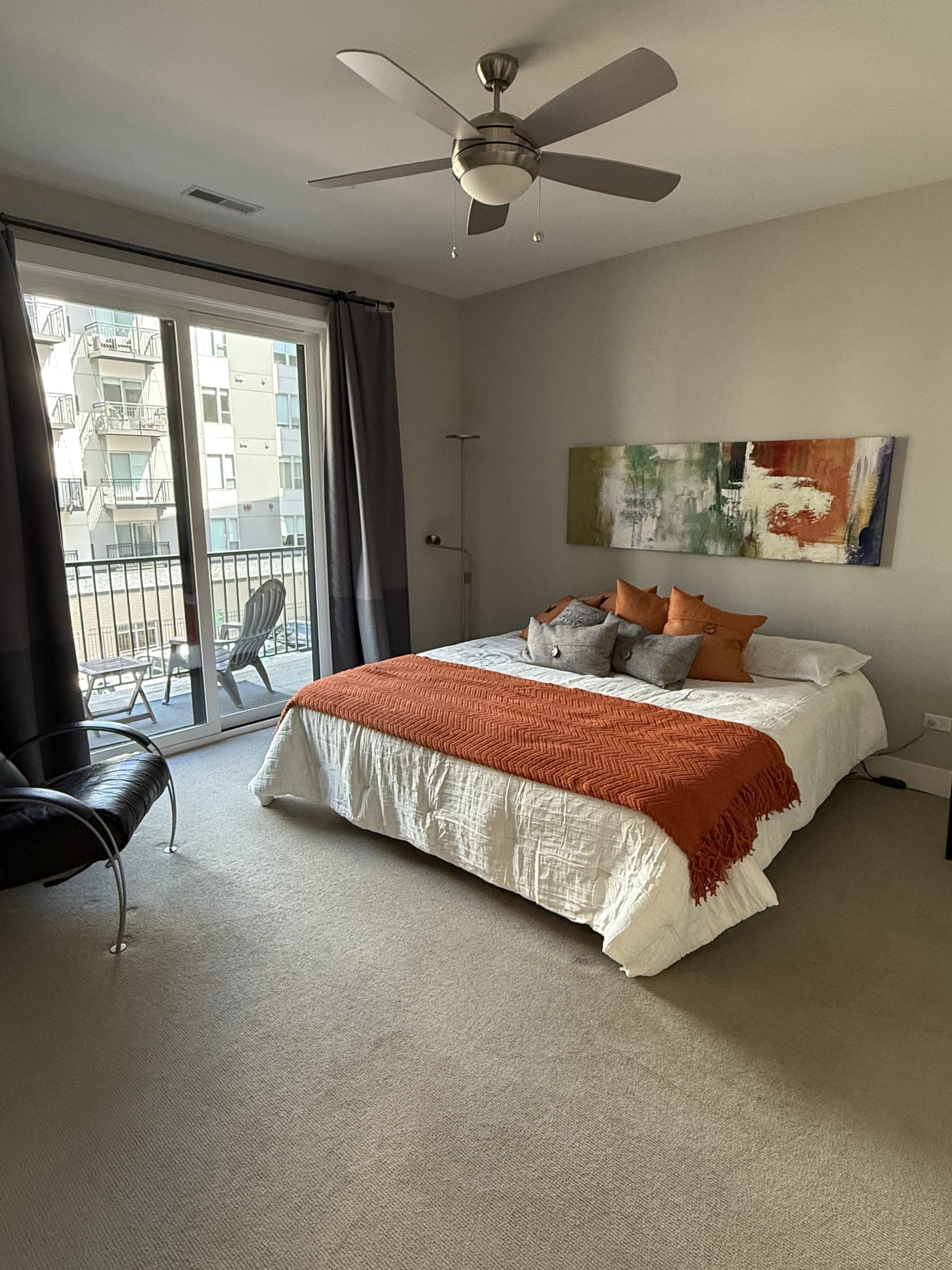 Clean furnished bedroom guest-ready after Airbnb turnover cleaning in Bolingbrook IL