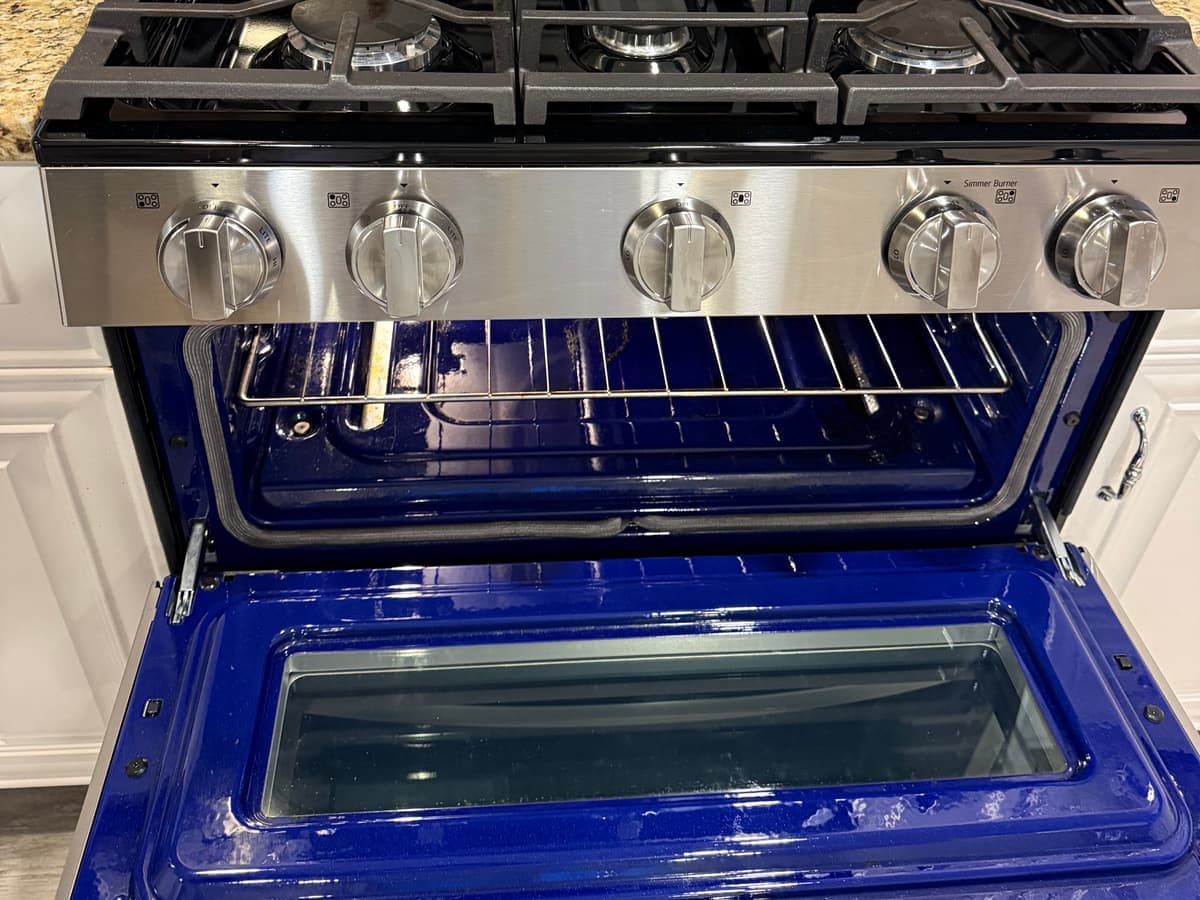 Oven interior cleaned down to bare enamel during a DSM Cleaning Solutions deep clean